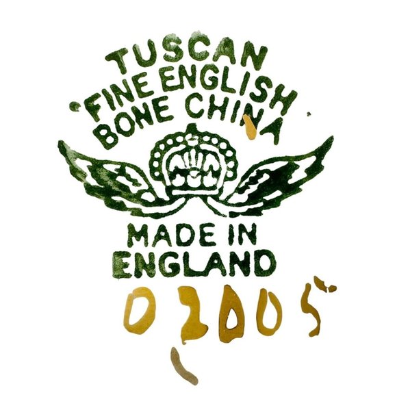 Tuscan Fine English Bone China 8.5 inch Plate Cup Saucer Green Gold Trim 02005 - Picture 4 of 5